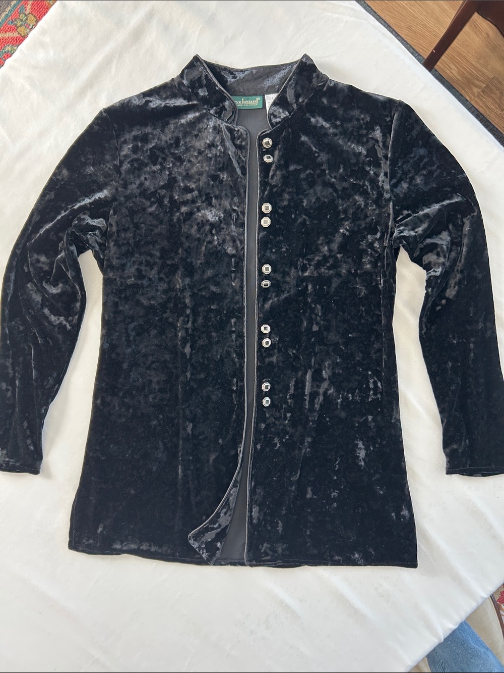 Harve Benard by Benard Holtzman Black Velvet Button-Down Duster Jacket size L